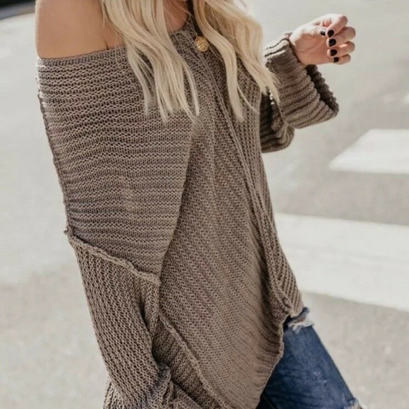 Figleaffashion Sweaters - New Samantha Cuffed Boyfriend Fit Sweater Top